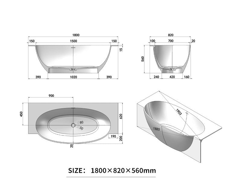 BL-8109 Artificial Stone Bathtub
