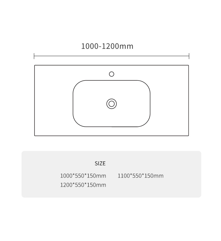 BL-2106 Integrated Basin - Size Chart
