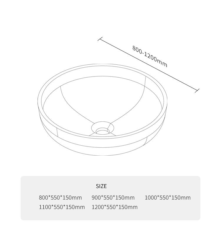 BL-2117 Integrated Basin - Size Chart