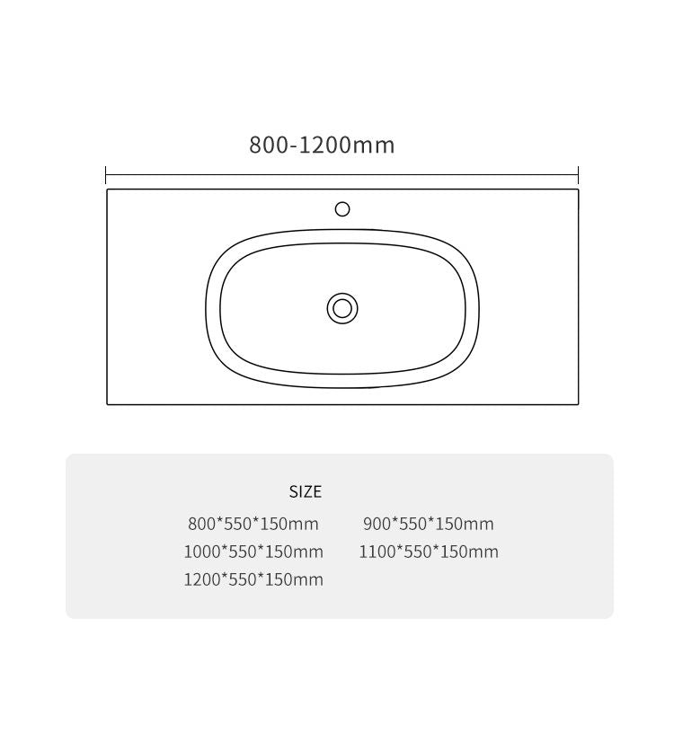 BL-2101 Integrated Basin - Size Chart