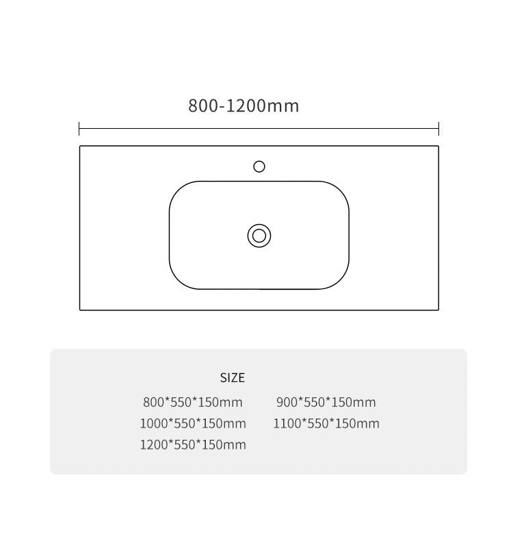 BL-2105 Integrated Basin - Size Chart