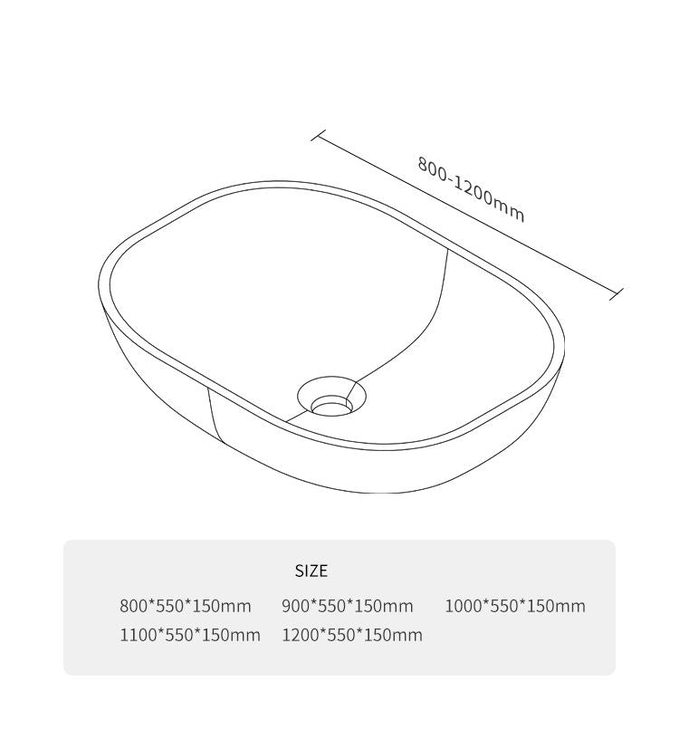 BL-2115 Integrated Basin - Size Chart