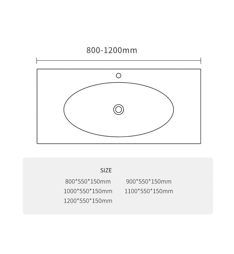 BL-2102 Integrated Basin - Size Chart