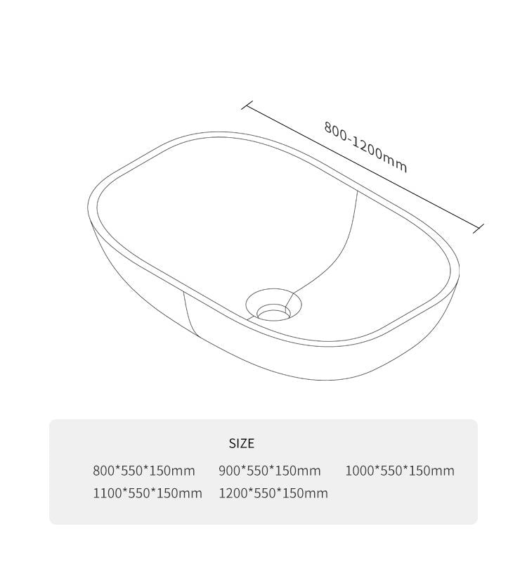 BL-2116 Integrated Basin - Size Chart