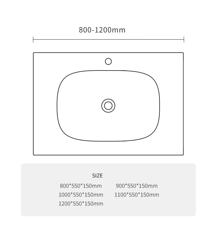 BL-2108 Integrated Basin - Size Chart