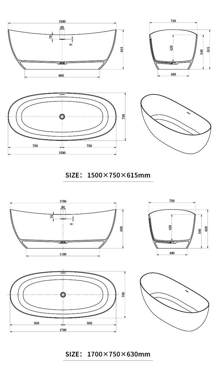 BL-8248 Artificial Stone Bathtub