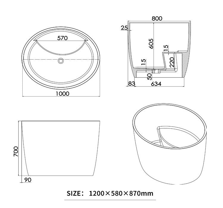 BL-8601 Artificial Stone Bathtub
