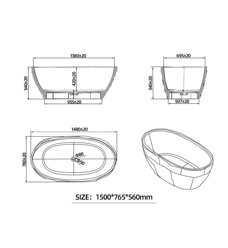 BL-9108 Resin Bathtub