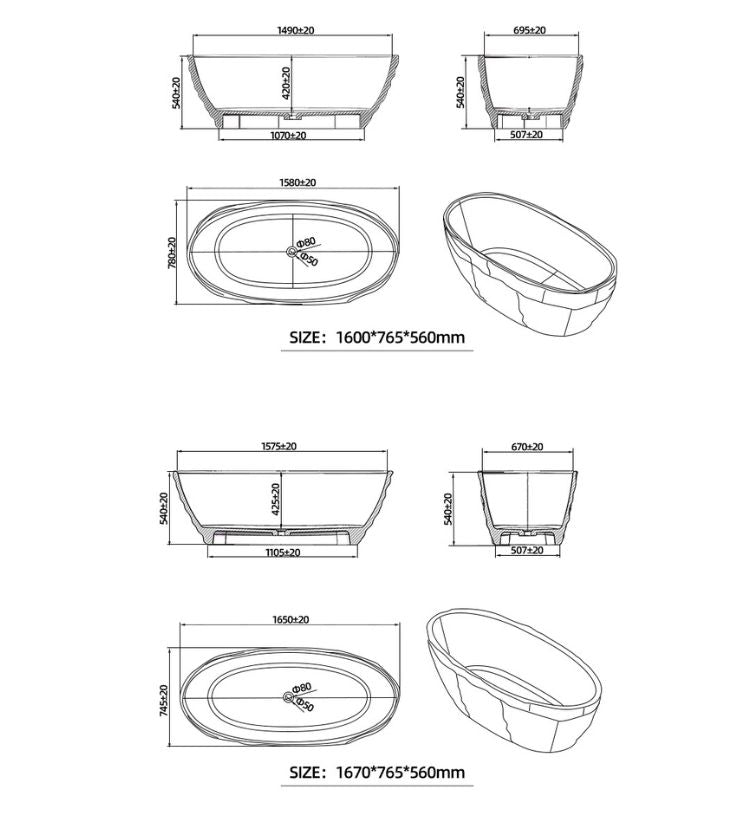 BL-9108 Resin Bathtub