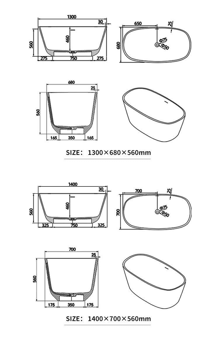 BL-8112 Artificial Stone Bathtub