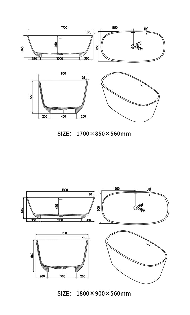 BL-8112 Artificial Stone Bathtub