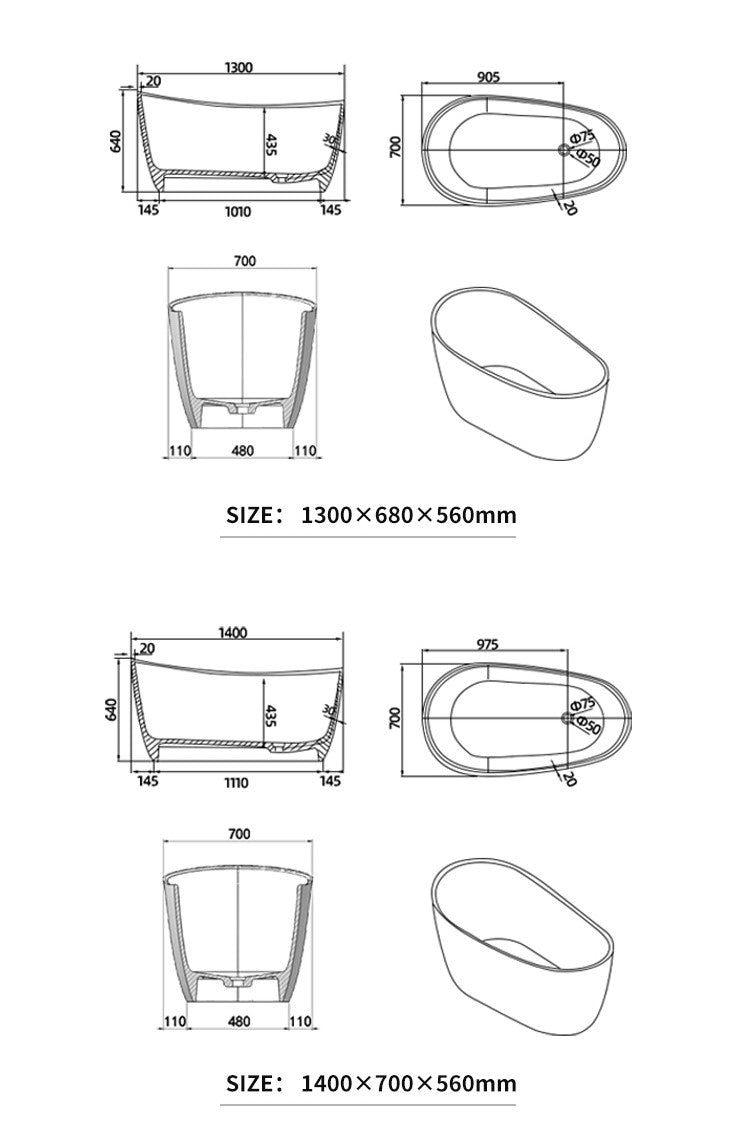 BL-8114 Artificial Stone Bathtub