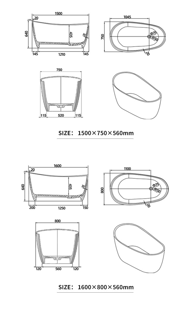 BL-8114 Artificial Stone Bathtub