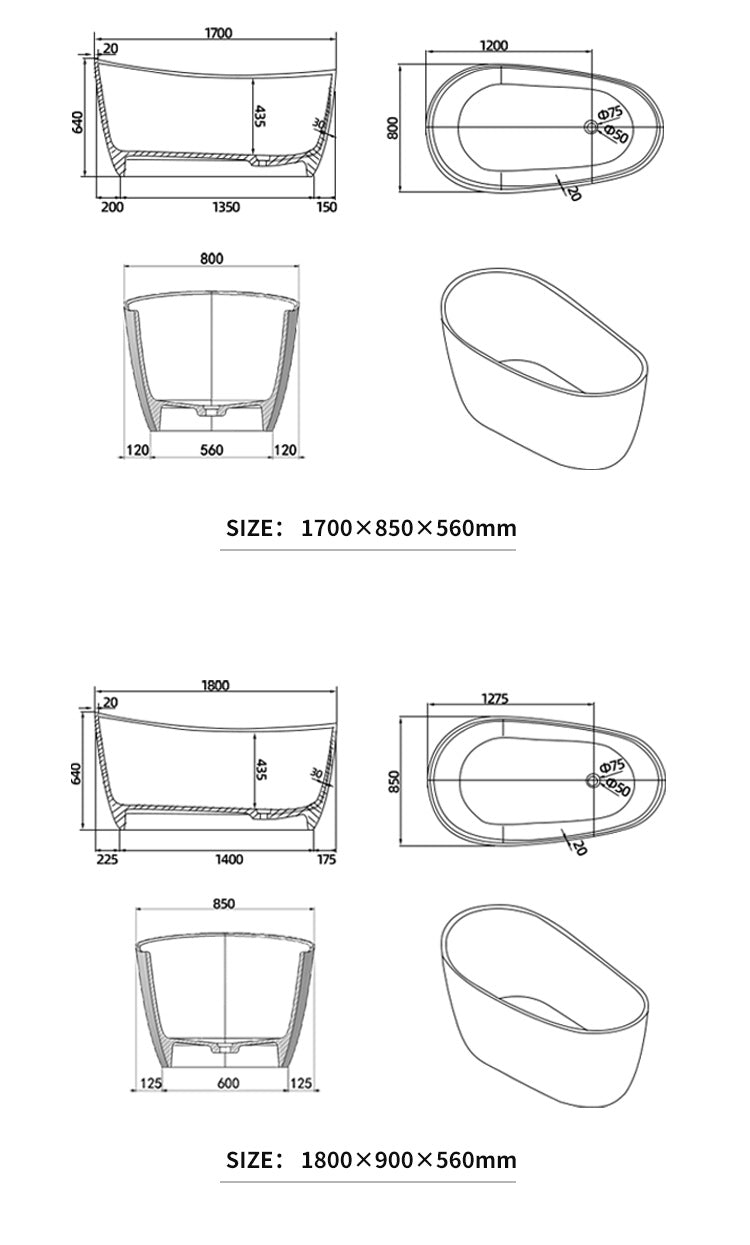 BL-8114 Artificial Stone Bathtub