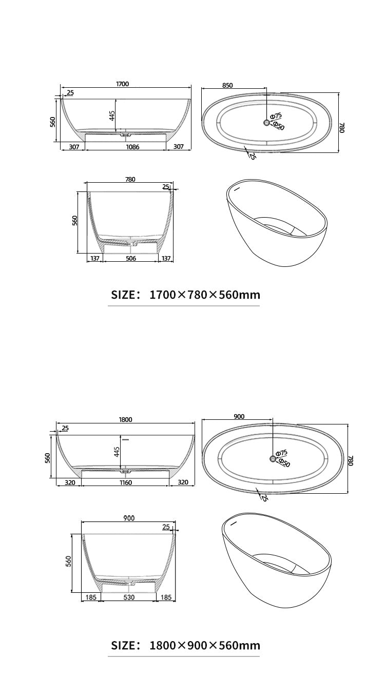 BL-8101 Artificial Stone Bathtub
