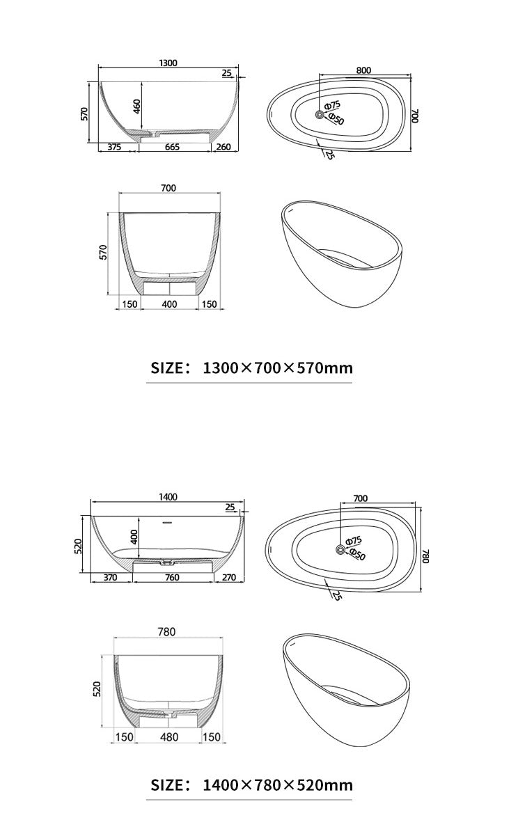 BL-8102 Artificial Stone Bathtub