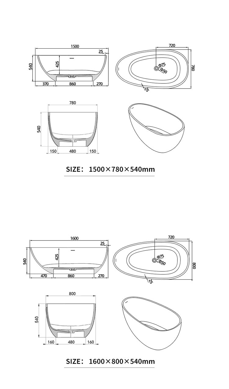 BL-8102 Artificial Stone Bathtub