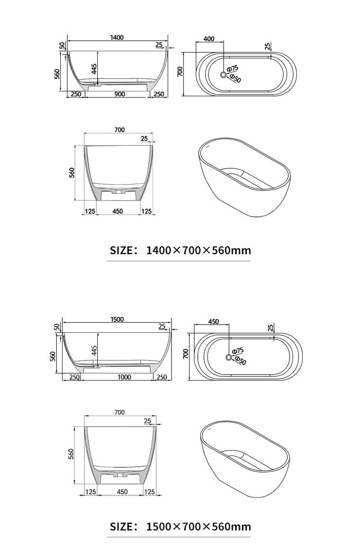 BL-8103 Artificial Stone Bathtub