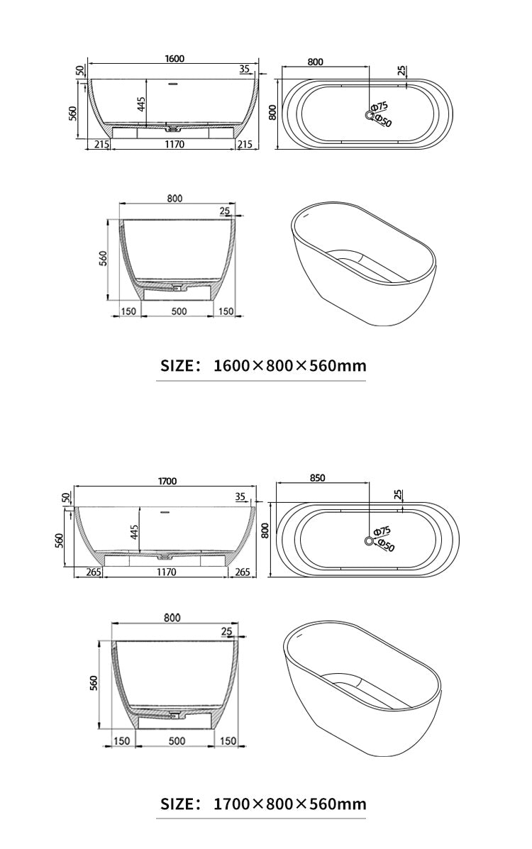 BL-8103 Artificial Stone Bathtub