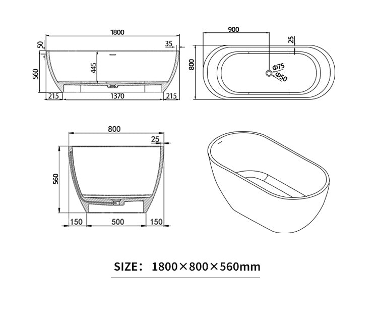BL-8103 Artificial Stone Bathtub