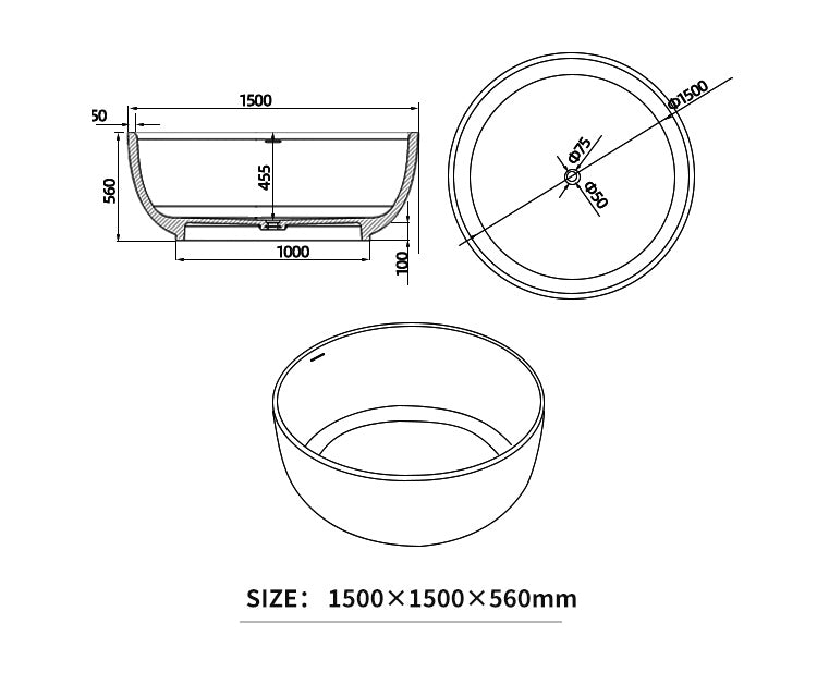 BL-8105 Artificial Stone Bathtub