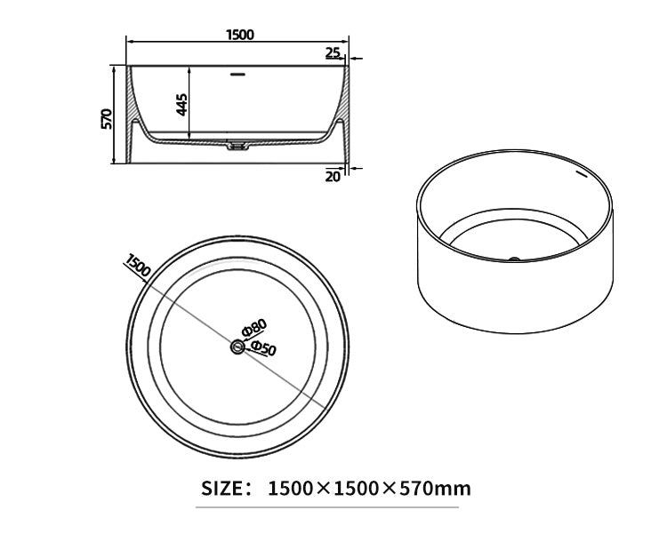 BL-8107 Artificial Stone Bathtub