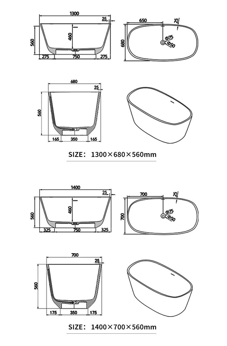 BL-8111 Artificial Stone Bathtub