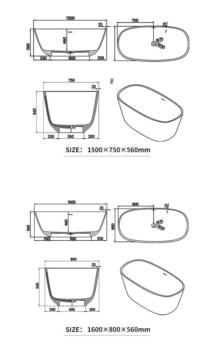 BL-8111 Artificial Stone Bathtub