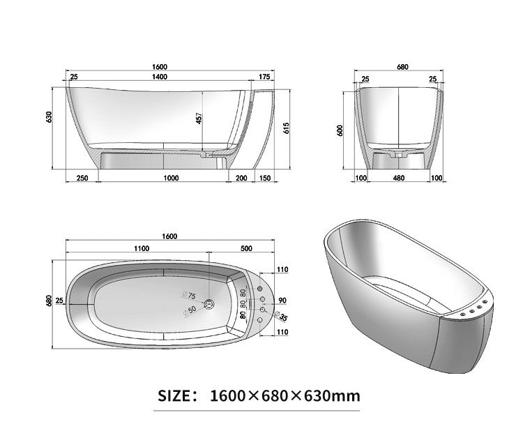 BL-8117 Artificial Stone Bathtub