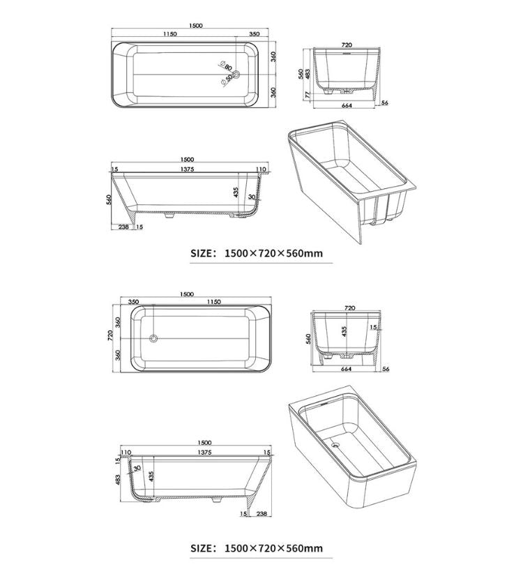 BL-8122 Artificial Stone Bathtub