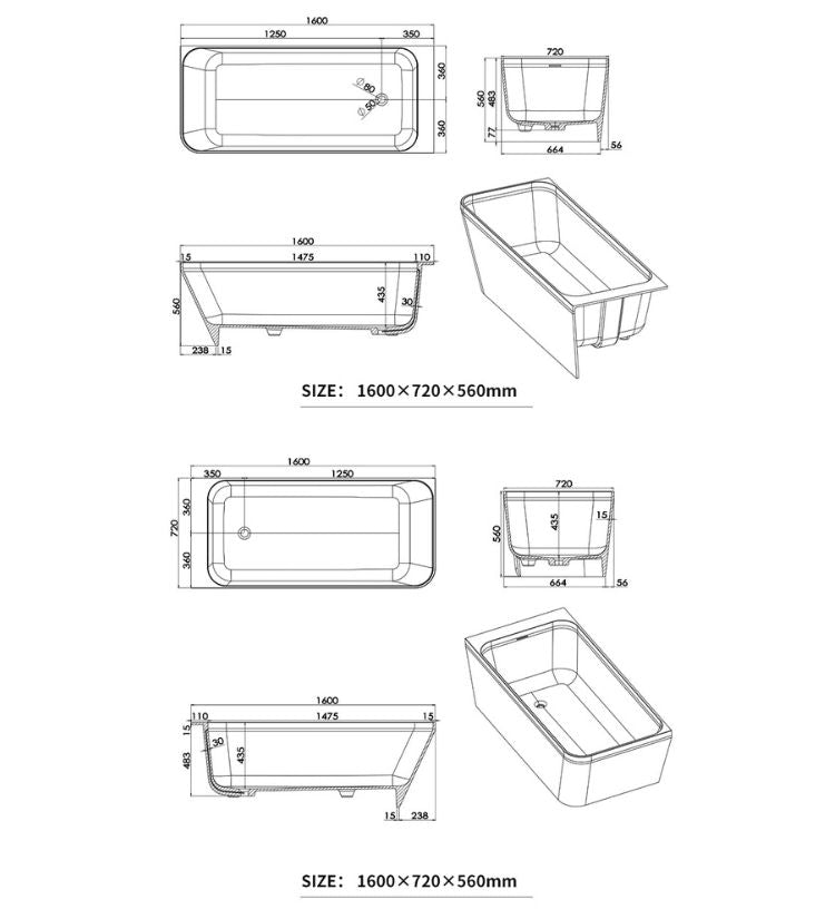 BL-8122 Artificial Stone Bathtub