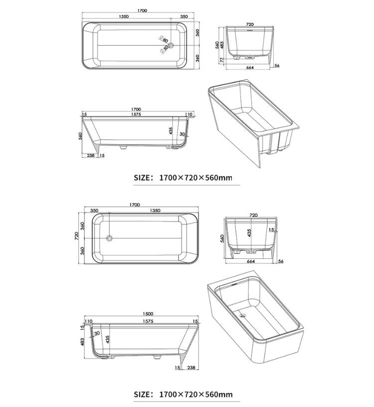 BL-8122 Artificial Stone Bathtub