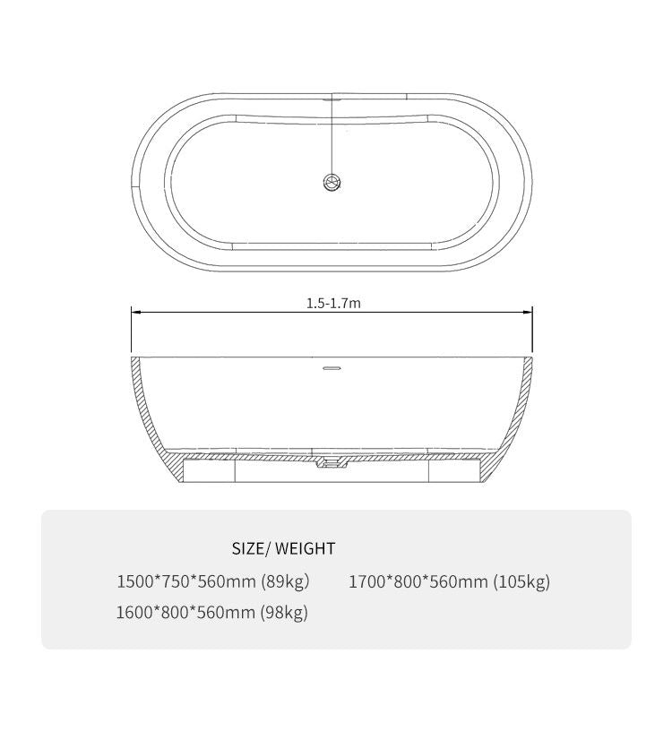 BL-8125 Artificial Stone Bathtub