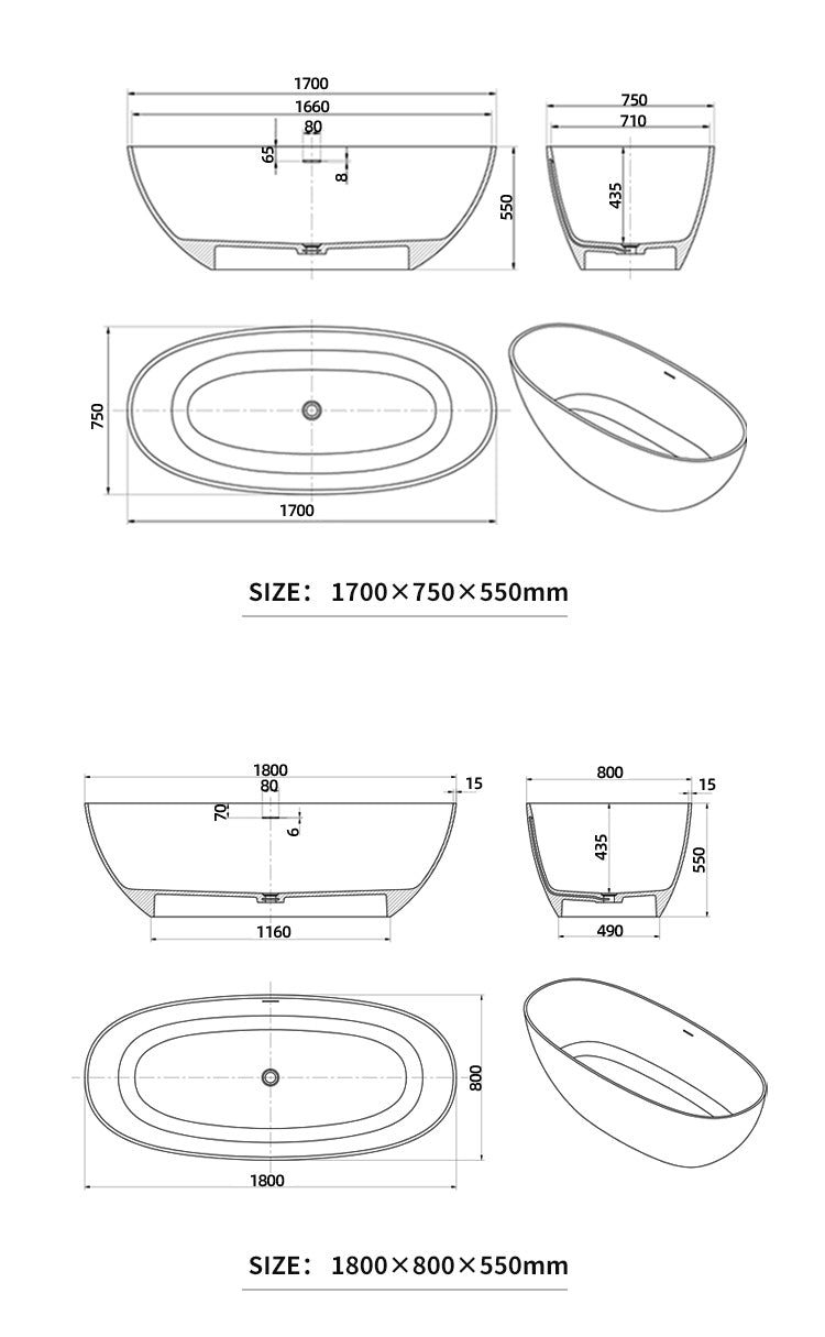 BL-8201 Artificial Stone Bathtub