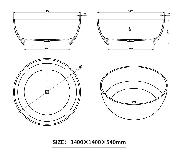 BL-8203 Artificial Stone Bathtub