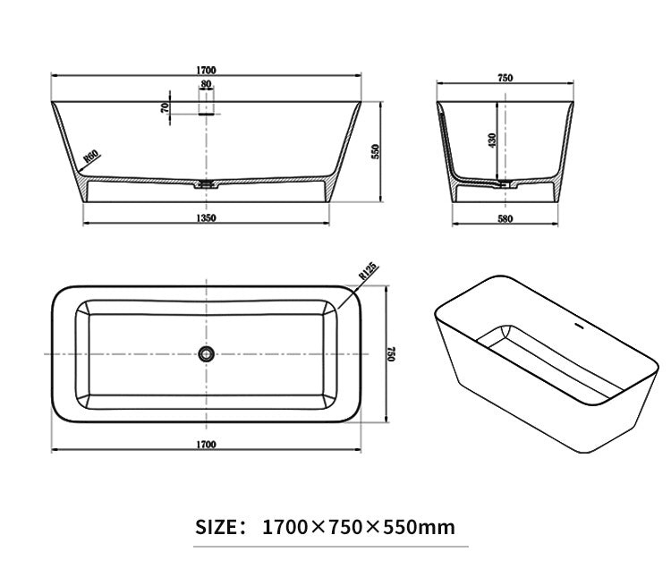 BL-8205 Artificial Stone Bathtub