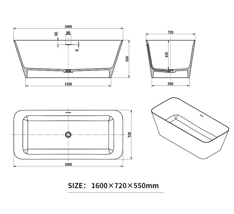 BL-8205 Artificial Stone Bathtub