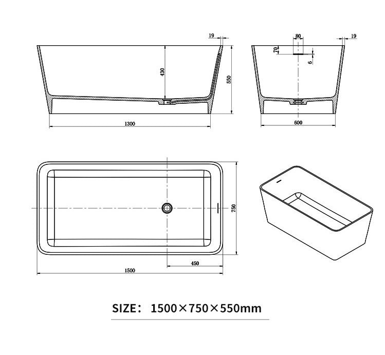 BL-8208 Artificial Stone Bathtub