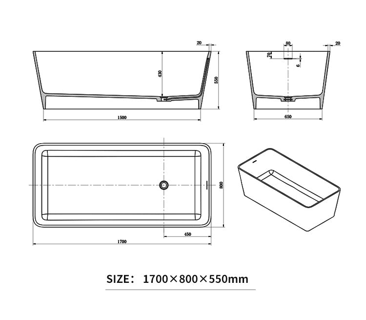BL-8208 Artificial Stone Bathtub