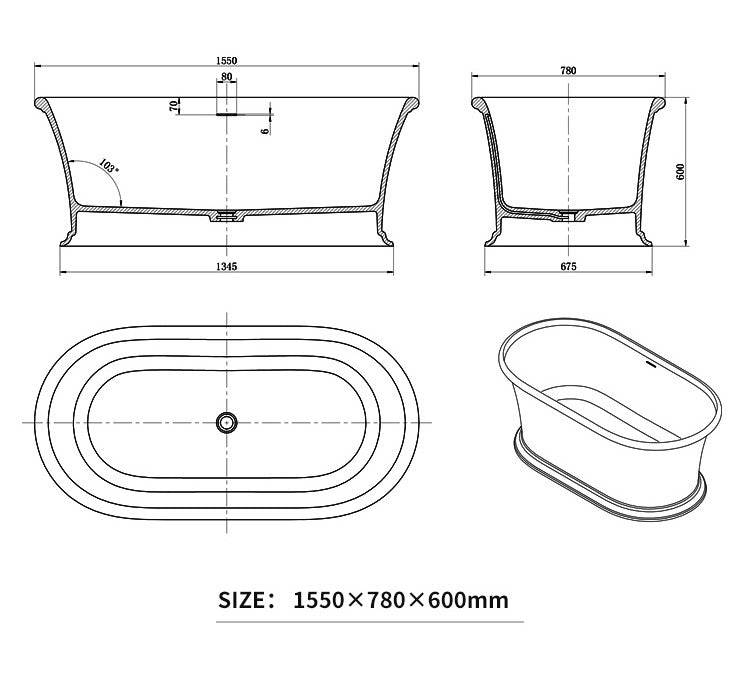 BL-8210 Artificial Stone Bathtub