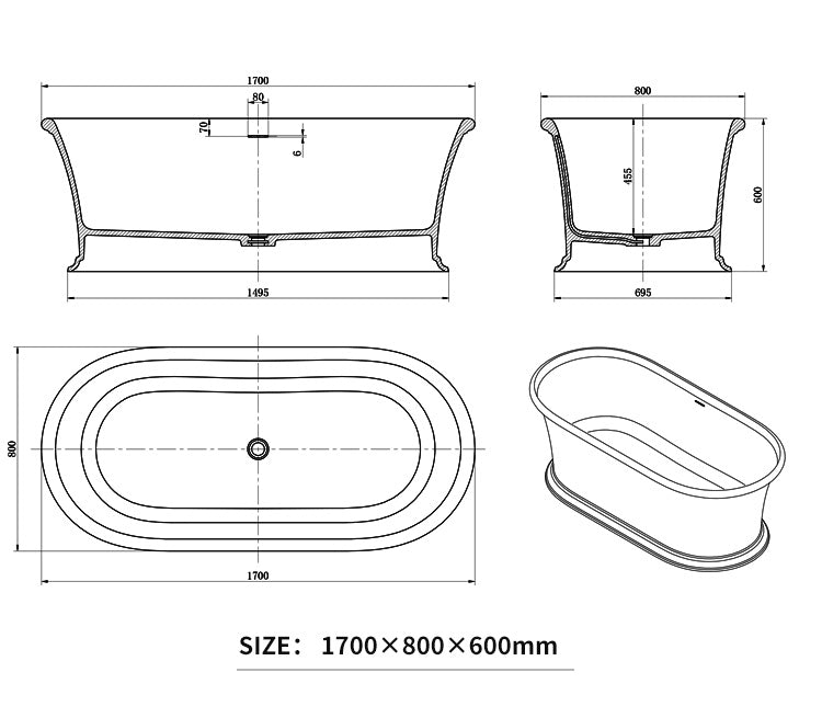 BL-8210 Artificial Stone Bathtub