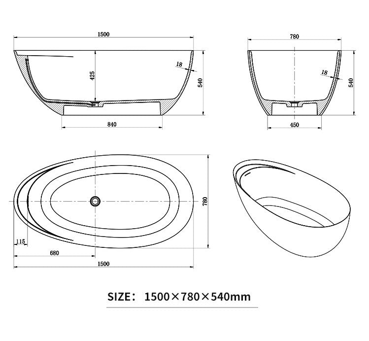 BL-8211 Artificial Stone Bathtub