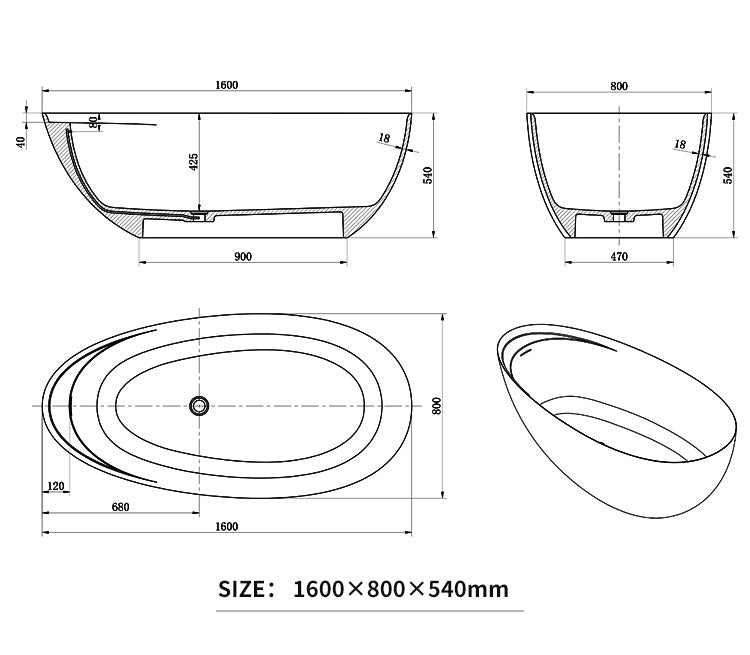 BL-8211 Artificial Stone Bathtub