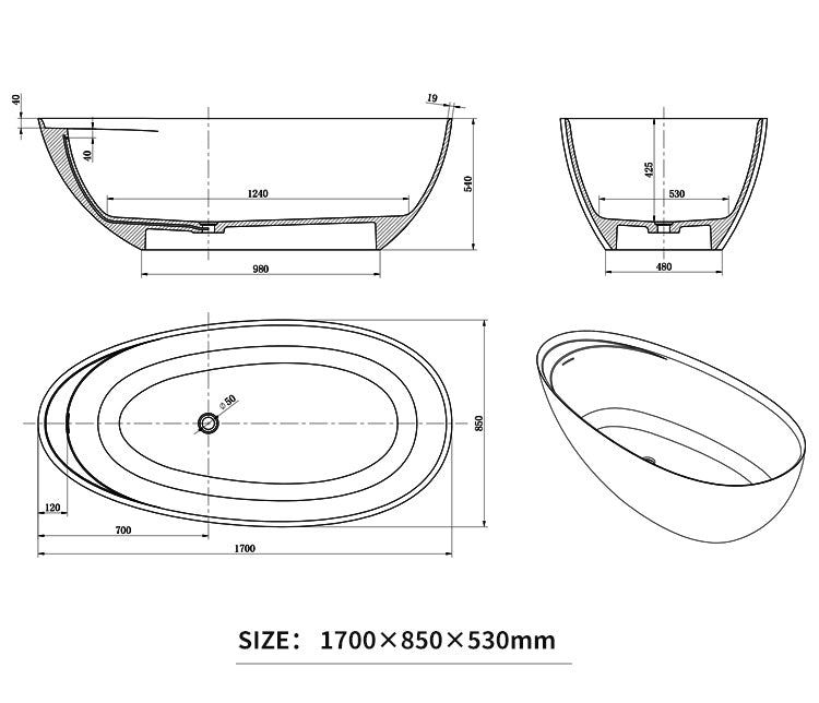 BL-8211 Artificial Stone Bathtub