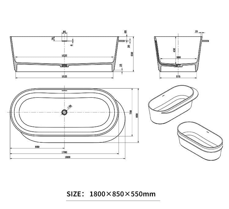 BL-8212 Artificial Stone Bathtub