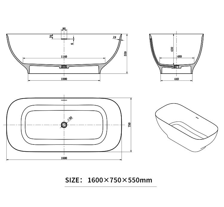 BL-8213 Artificial Stone Bathtub
