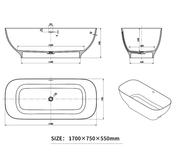 BL-8213 Artificial Stone Bathtub