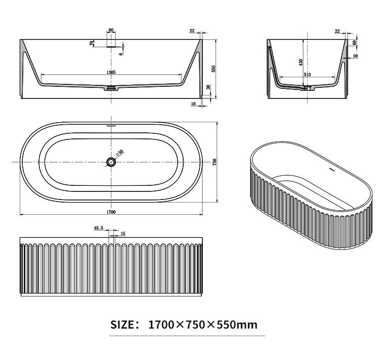 BL-8214 Artificial Stone Bathtub