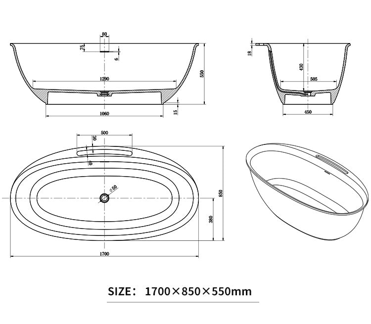 BL-8215 Artificial Stone Bathtub