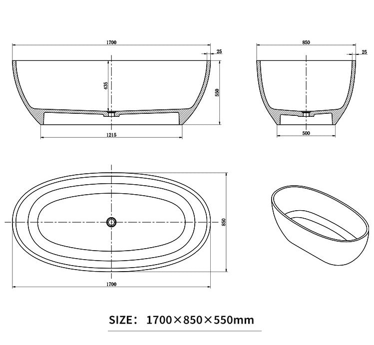 BL-8217 Artificial Stone Bathtub